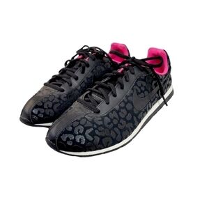 Nike Little Runner Leopard Suede Print Pink & Black Casual Track Sneakers